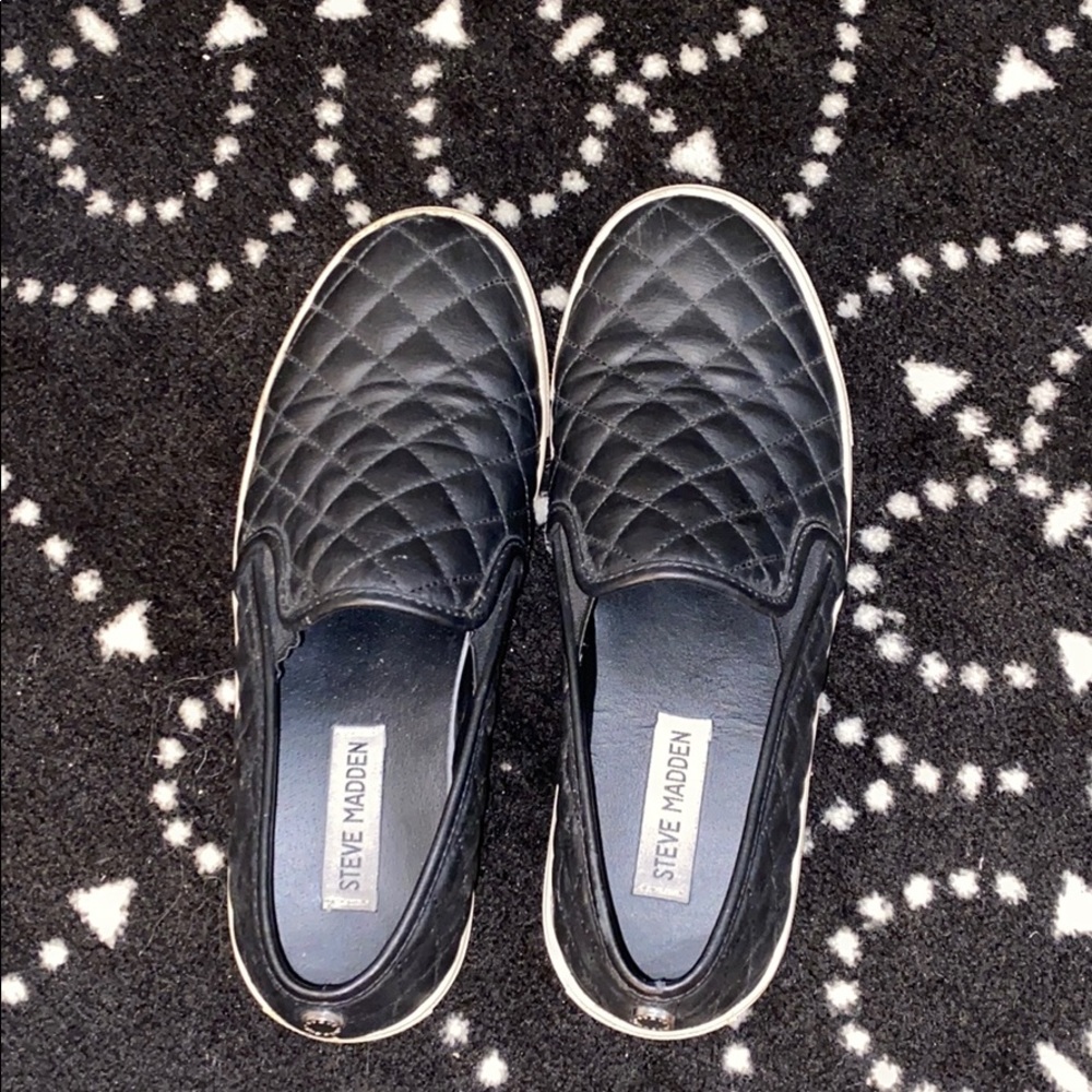 Steve Madden Black Slip Ons
